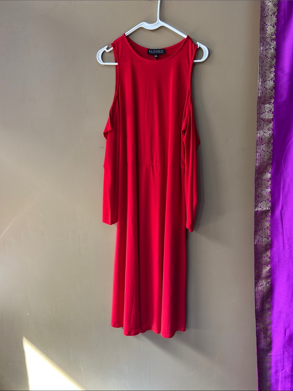 Eloquii Red Cold-Shoulder Midi Dress
